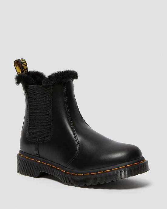 Botas Chelsea Dr. Martens 2976 Leonore Faux Fur Lined Mujer Negros MX-24013